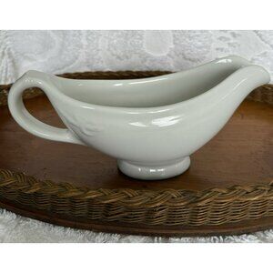 Hall T8 China Gravy Boat Solid White Color 10”L x 4.75”H 1930-1970 Mark